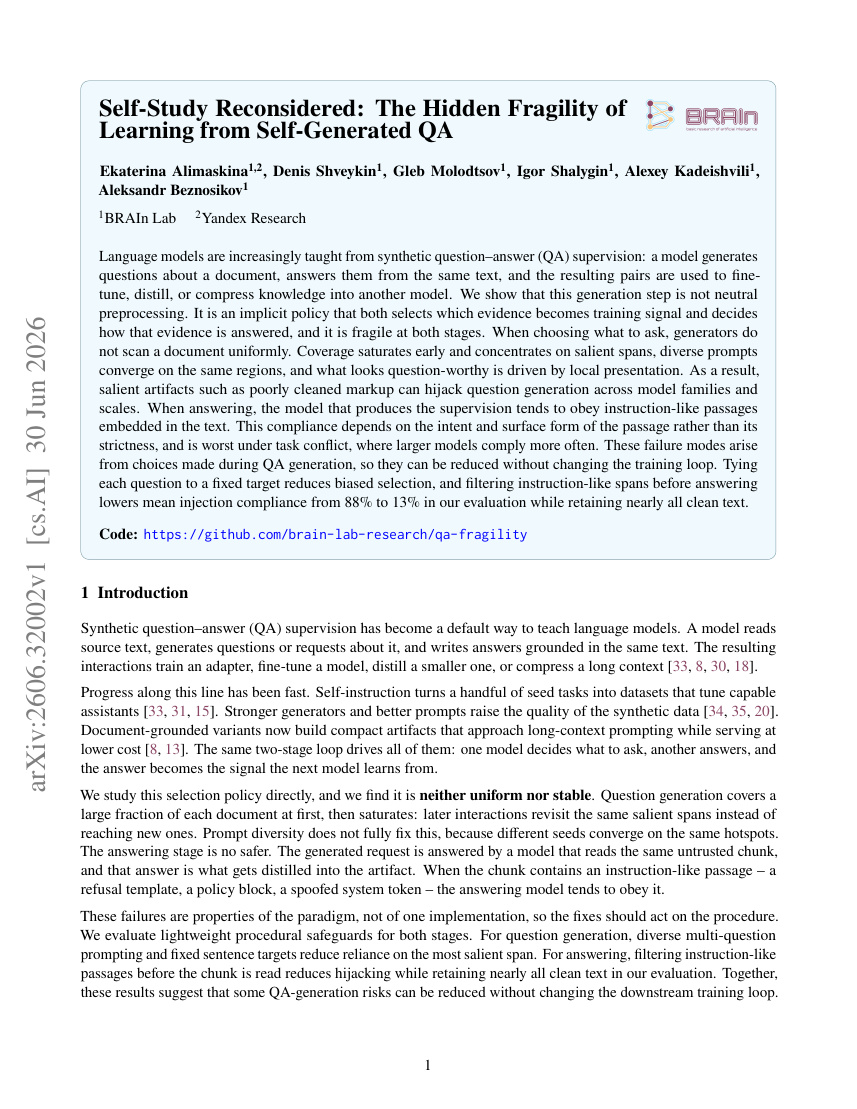 Self-Study Reconsidered 논문 첫 페이지